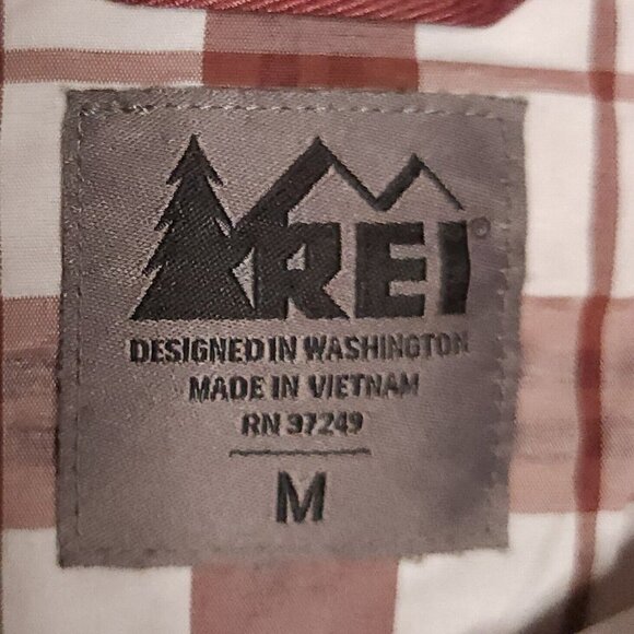 REI MensvMaroon Red Plaid Snap Down Shirt Medium - Picture 5 of 7